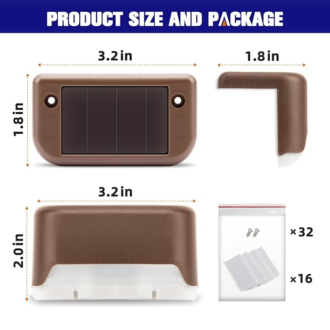 Solar Step Lights Outdoor Waterproof Led Solar Fence Lamp for Patio, Stairs,Garden Pathway, Step and Fences(Warm White)
